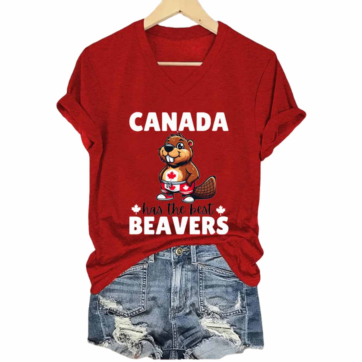 Canada Has The Best Beavers V-Neck T-Shirt Canada Has The Best Beavers V-Neck T-Shirt
