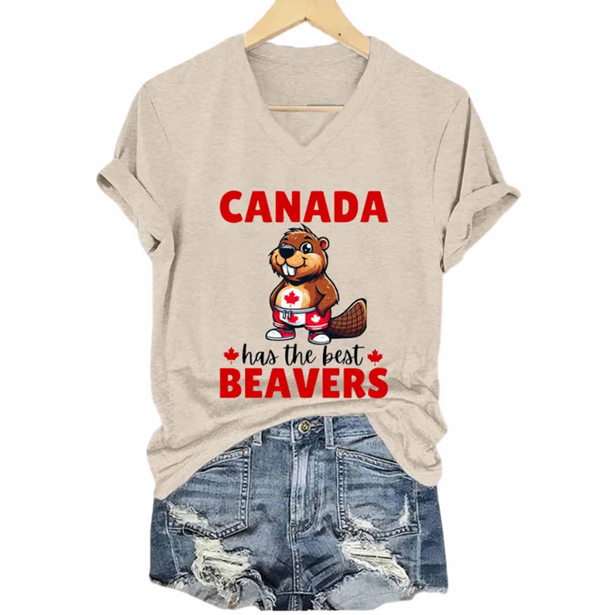 Canada Has The Best Beavers V-Neck T-Shirt Canada Has The Best Beavers V-Neck T-Shirt