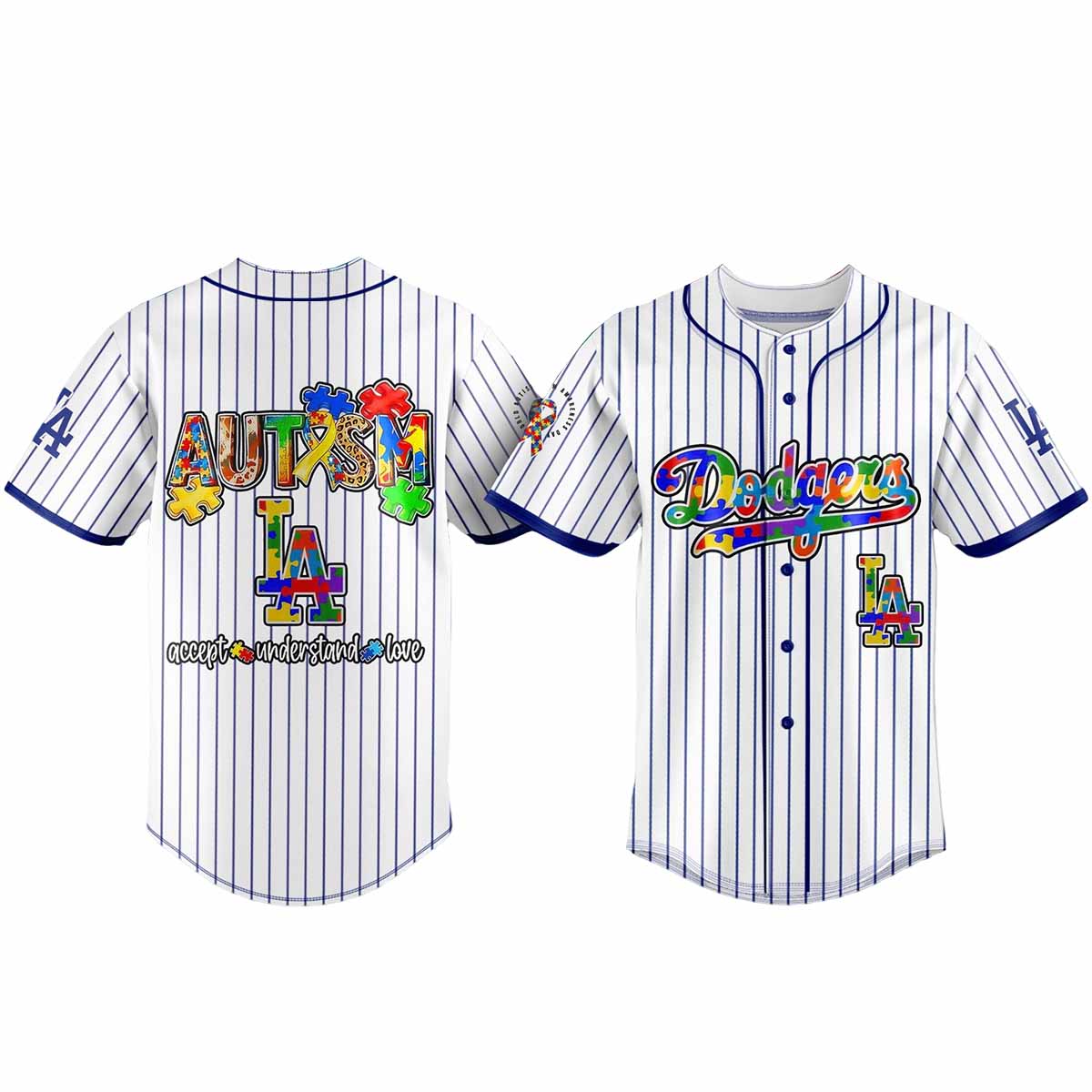 Dodgers Autism Accept Understand Love Baseball Jersey Dodgers Autism Accept Understand Love Baseball Jersey