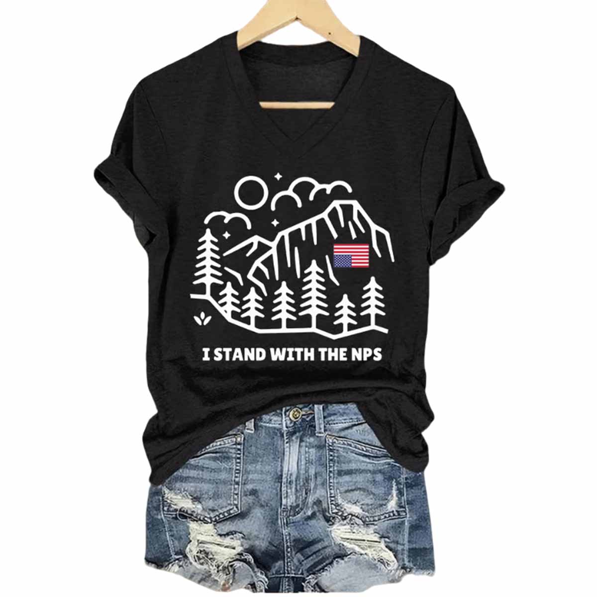 I Stand With The NPS V Neck T Shirt I Stand With The NPS V-Neck T-Shirt