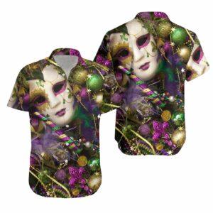 Mardi Gras Fleur De Lis Mask Hawaiian Shirt