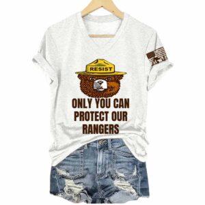 Only You Can Protect Our Rangers V Neck T Shirt