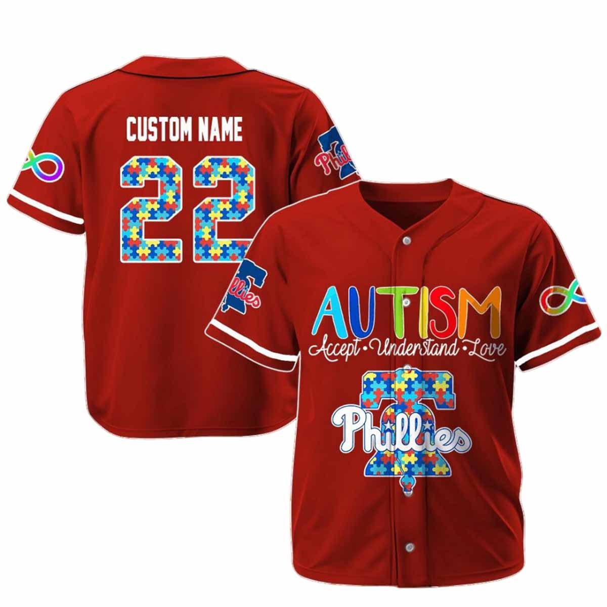 Phillies Autism Accept Understand Love Jersey Phillies Autism Accept Understand Love Jersey