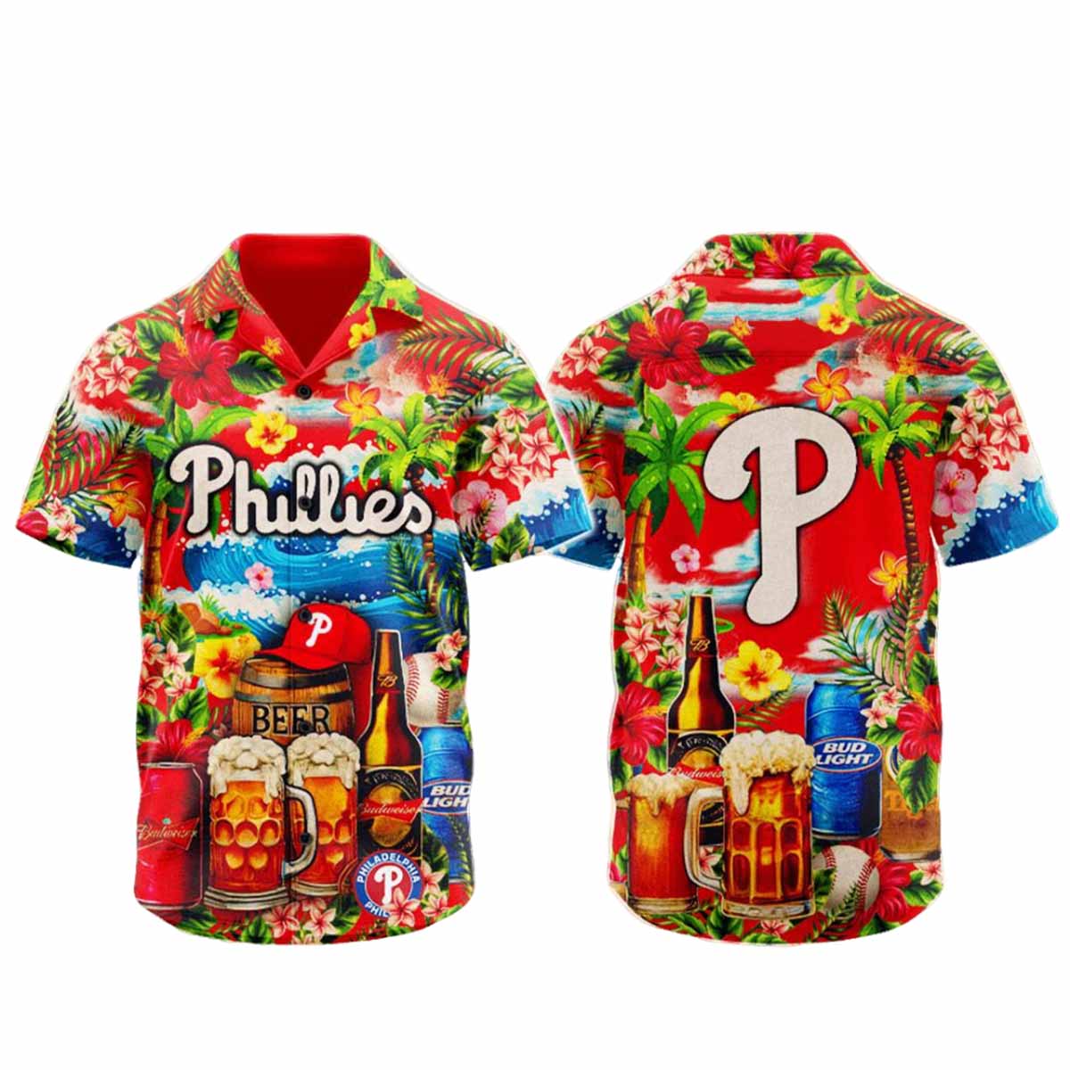 Phillies Summer Sun's Out Beer's Out Hawaiian Shirt Phillies Summer Sun's Out Beer's Out Hawaiian Shirt