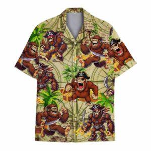 Pirate Bigfoot Squatch Treasure Map Hawaiian Shirt Pirate Bigfoot Squatch Treasure Map Hawaiian Shirt