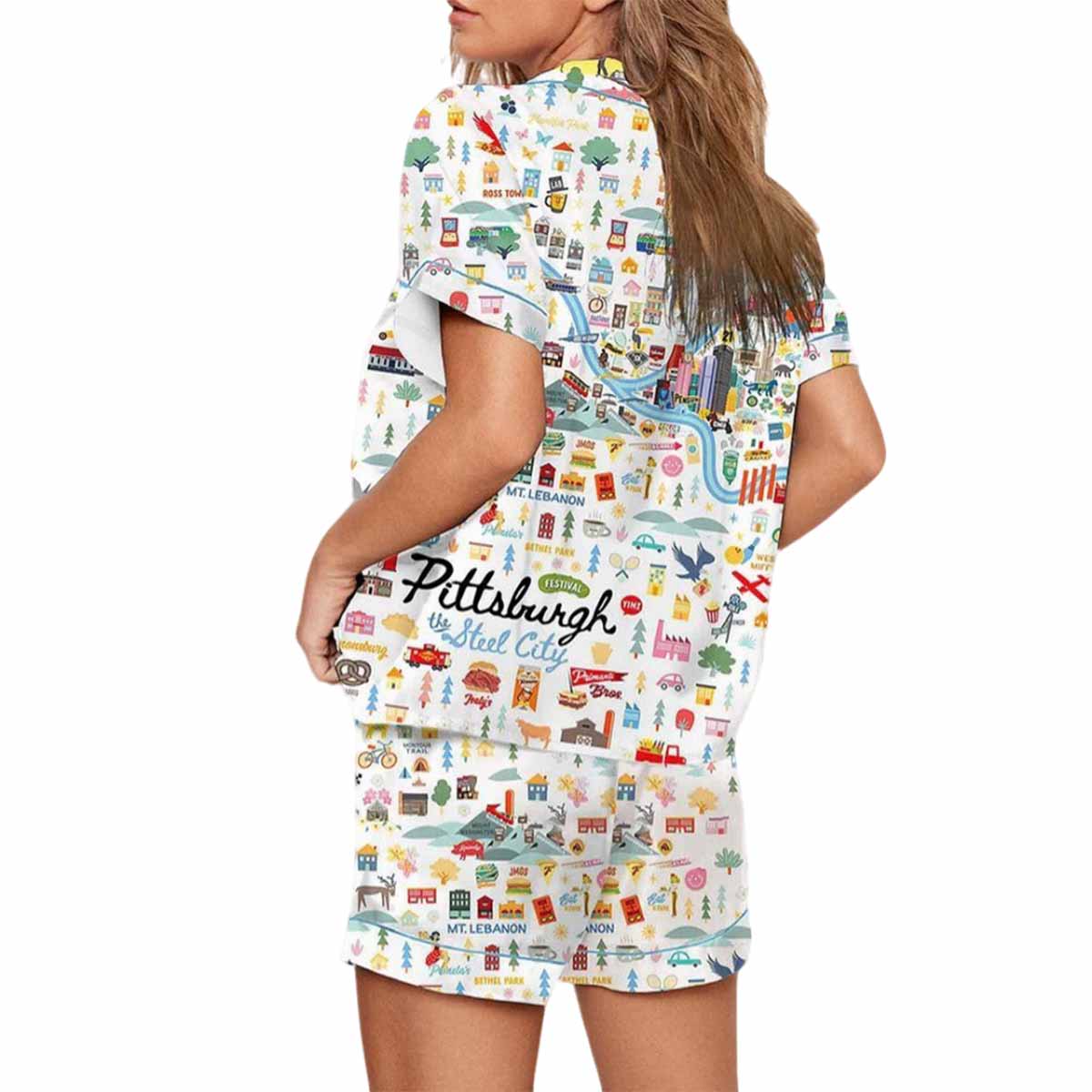 Pittsburgh Map Steelers Art Print Pajama Set Pittsburgh Map Steelers Art Print Pajama Set