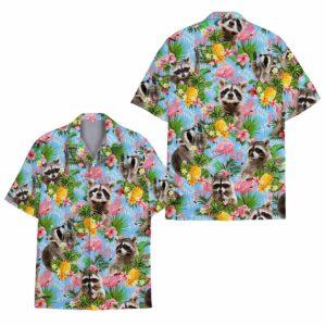 Raccoon Flamingo Pineapple Hawaiian Shirt