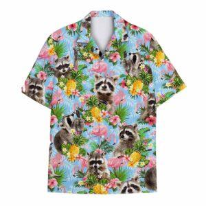 Raccoon Flamingo Pineapple Hawaiian Shirt