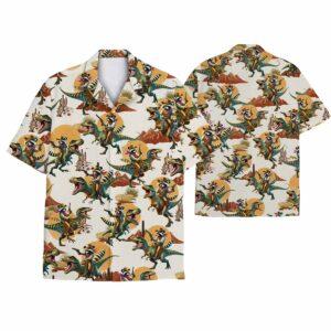 Raccoon Riding Dinosaur Hawaiian Shirt