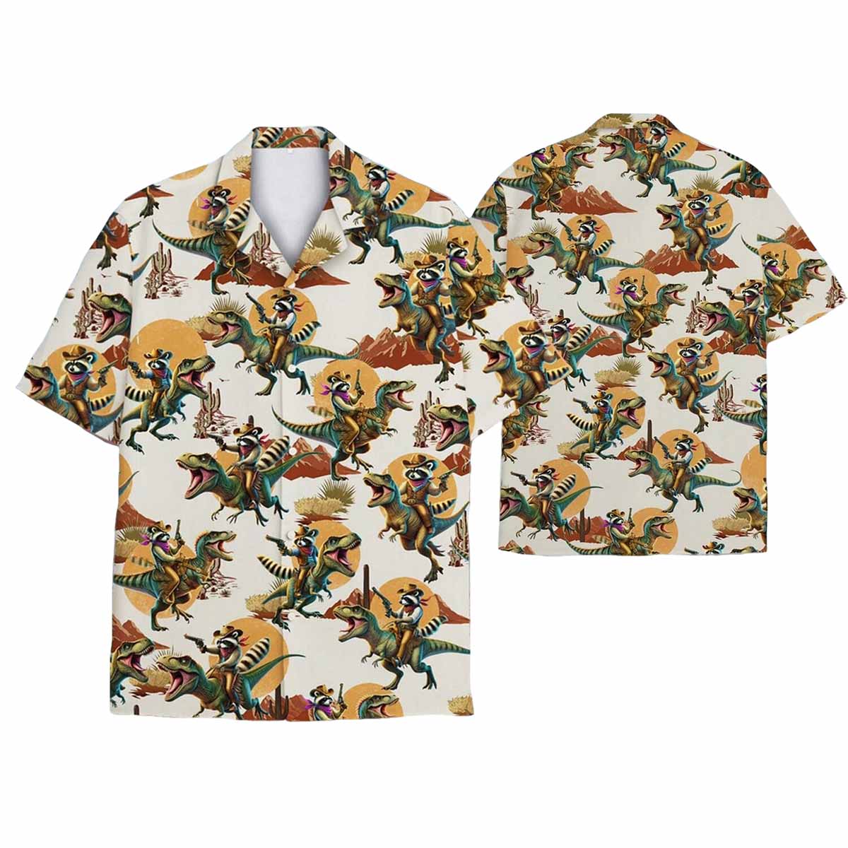 Raccoon Riding Dinosaur Hawaiian Shirt Raccoon Riding Dinosaur Hawaiian Shirt