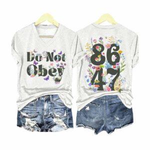 Retro Flower Do Not Obey 8647 V Neck T Shirt45
