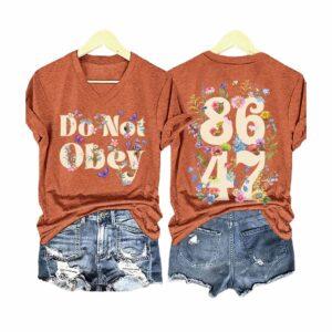 Retro Flower Do Not Obey 8647 V Neck T Shirt45