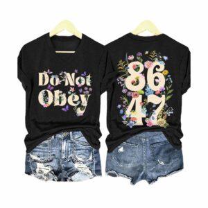 Retro Flower Do Not Obey 8647 V-Neck T-Shirt Retro Flower Do Not Obey 8647 V-Neck T-Shirt