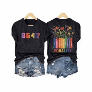 Retro Flowers 86 47 Equality Print T Shirt