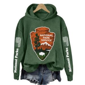 Retro National Park Service Printed Hoodie1
