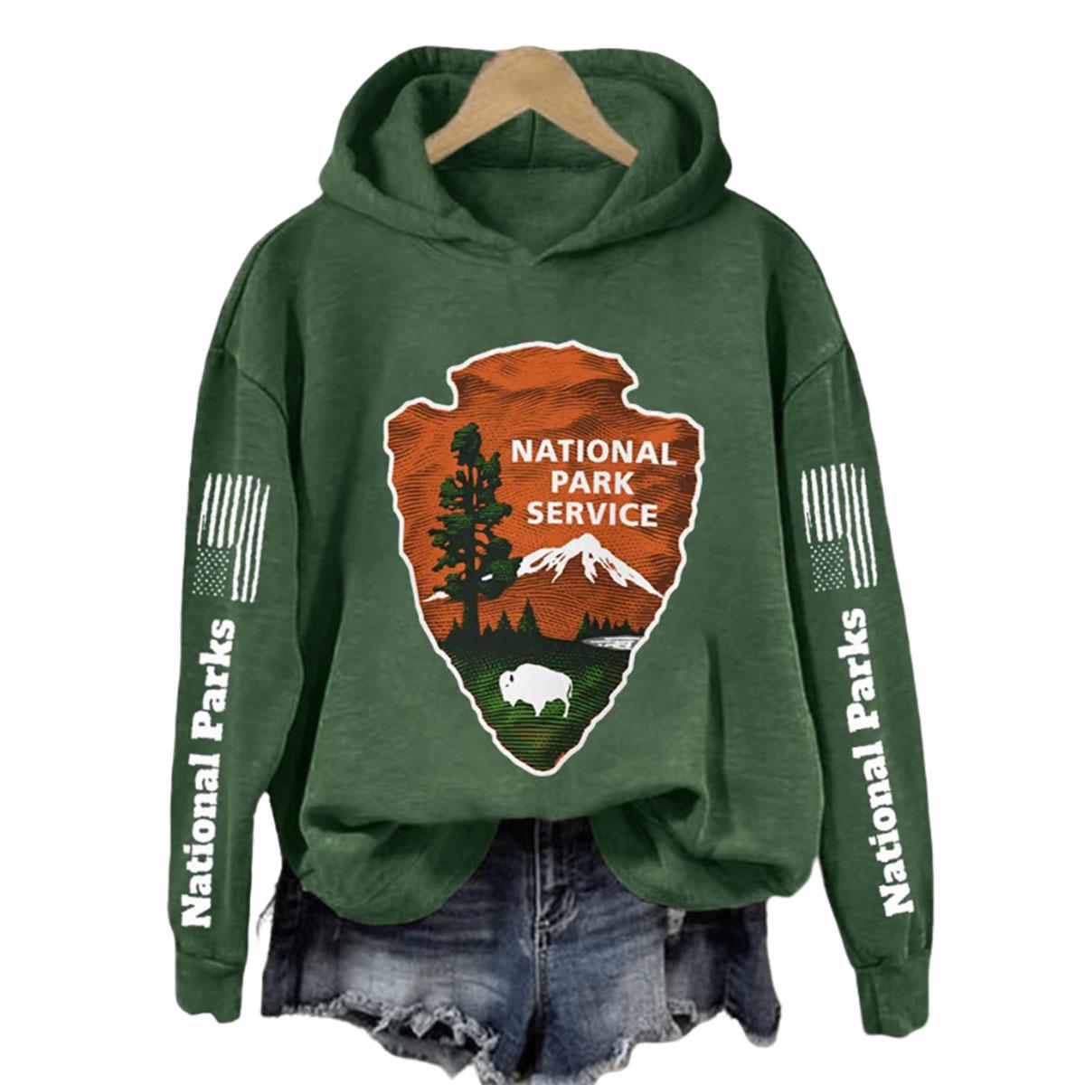 Retro National Park Service Printed Hoodie1 Retro National Park Service Printed Hoodie