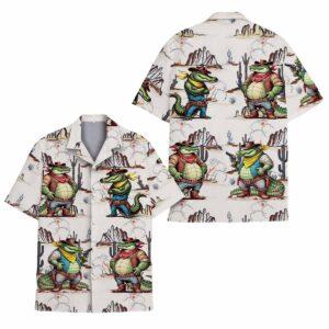 Retro Western Alligator Cowboy Hawaiian Shirt