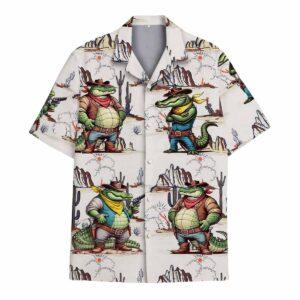 Retro Western Alligator Cowboy Hawaiian Shirt