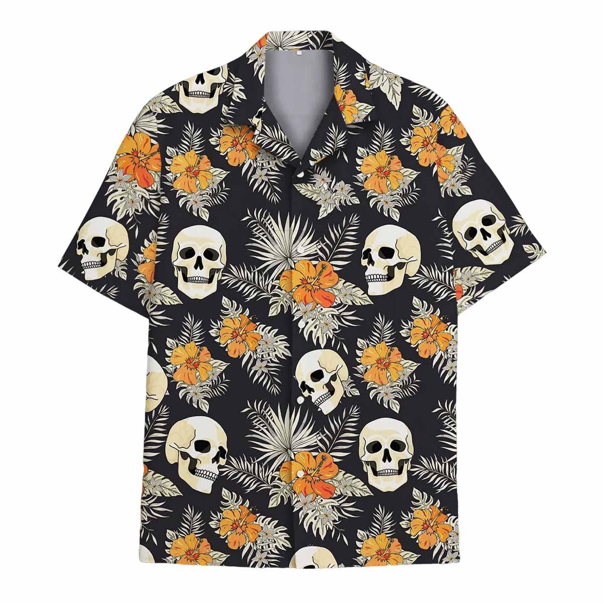 Skull And Hibiscus Hawaiian Shirt Skull And Hibiscus Hawaiian Shirt