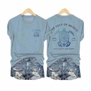 The Gulf Of Mexico Stay Salty And Resist V-Neck Shirt The Gulf Of Mexico Stay Salty And Resist V-Neck Shirt