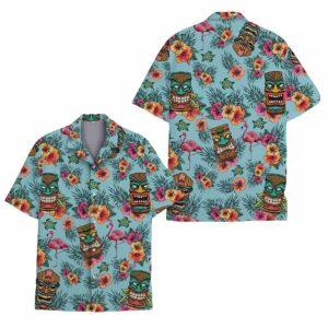 Tropical Flamingo Tiki Hawaiian Shirt Tropical Flamingo Tiki Hawaiian Shirt