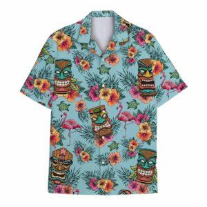 Tropical Flamingo Tiki Hawaiian Shirt