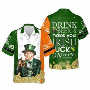 Trump Drinking Beer Make Your Irish Lucky St Patrick Day Hawaiian Shirt Trump Drinking Beer Make Your Irish Lucky St Patrick Day Hawaiian Shirt