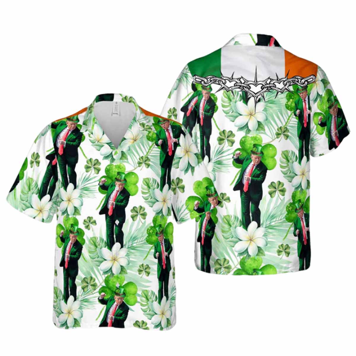 Trump Funny Dancing Irish Flag Hawaiian Shirt Trump Funny Dancing Irish Flag Hawaiian Shirt