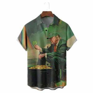 Trump Holding Lucky Shamrock Make St Patricks Day Great Again Hawaiian Shirt