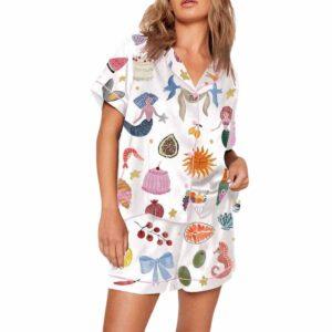 Whimsical Hand Drawn Love Print Pajama Set