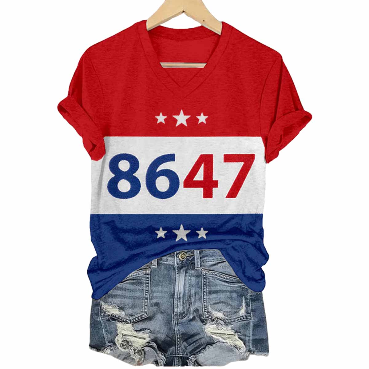 Women's 8647 Printed Round Neck T shirt Women's 8647 Printed Round Neck T-shirt