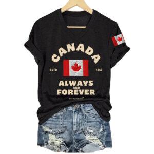 Women’s Canada Always And Forever V-Neck T-Shirt Women’s Canada Always And Forever V-Neck T-Shirt