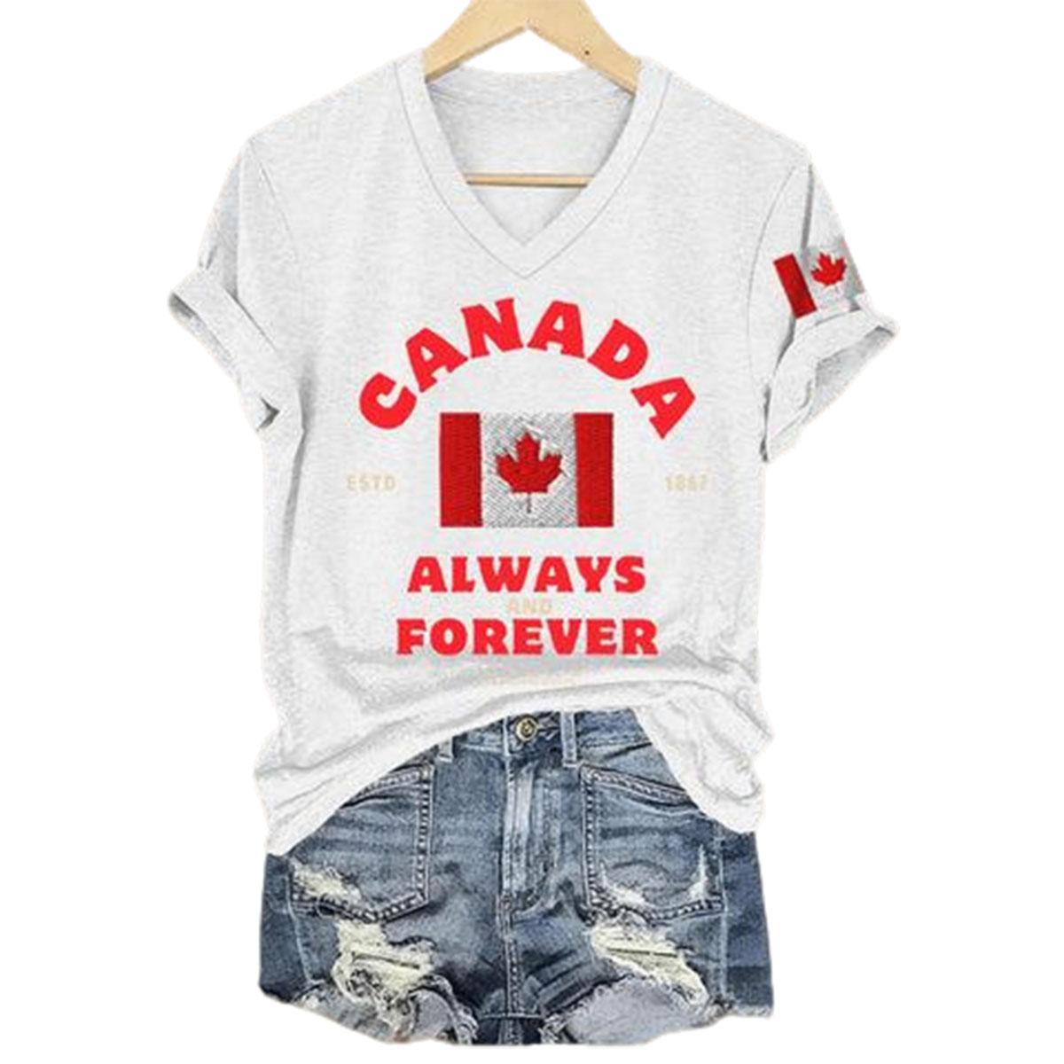 Women’s Canada Always And Forever V-Neck T-Shirt Women’s Canada Always And Forever V-Neck T-Shirt