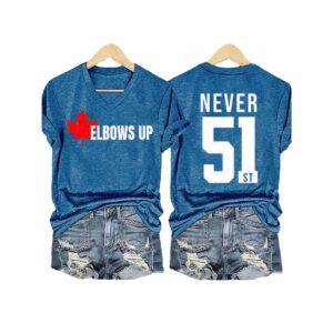 Women's Canada Elbows Up Never 51 V-Neck T-Shirt 2 Women's Canada Elbows Up Never 51 V Neck T Shirt