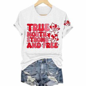 Women's Canada True North Strong And Free V Neck T Shirt