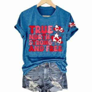 Women's Canada True North Strong And Free V Neck T Shirt