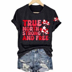 Women’s Canada True North Strong And Free V-Neck T-Shirt Women’s Canada True North Strong And Free V-Neck T-Shirt