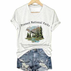 Women's Protect National Parks V-neck T-shirt 1 Women's Protect National Parks V neck T shirt