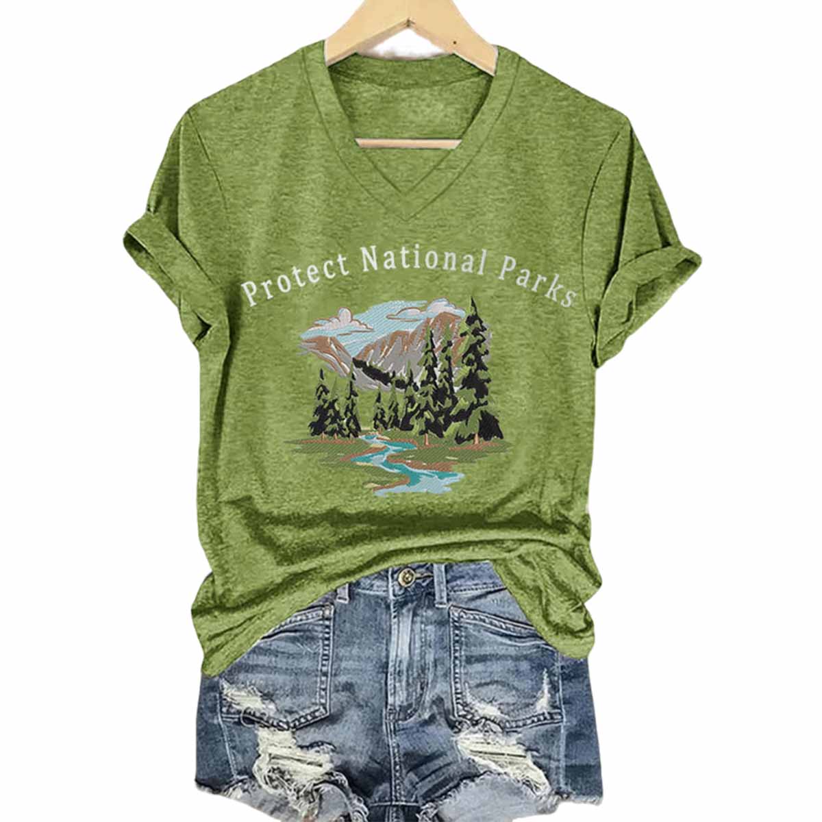 Women's Protect National Parks V neck T shirt Women's Protect National Parks V-neck T-shirt