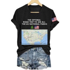 Women's The Optimal Road Trip To See All The Us National Park V Neck T Shirt