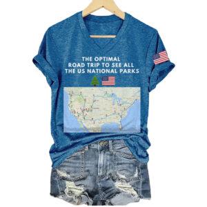Women's The Optimal Road Trip To See All The Us National Park V Neck T Shirt32
