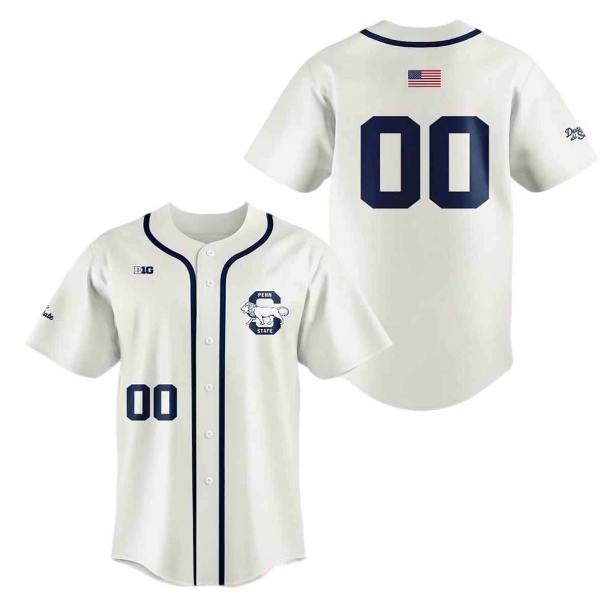 New Cream Penn State Baseball Jersey New Cream Penn State Baseball Jersey