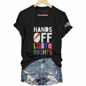 Retro Hands Of LGBTQ Rights Print T-Shirt Retro Hands Of LGBTQ Rights Print T-Shirt