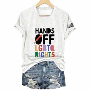 Retro Hands Of LGBTQ Rights Print T-Shirt 1 Retro Hands Of LGBTQ Rights Print T Shirt