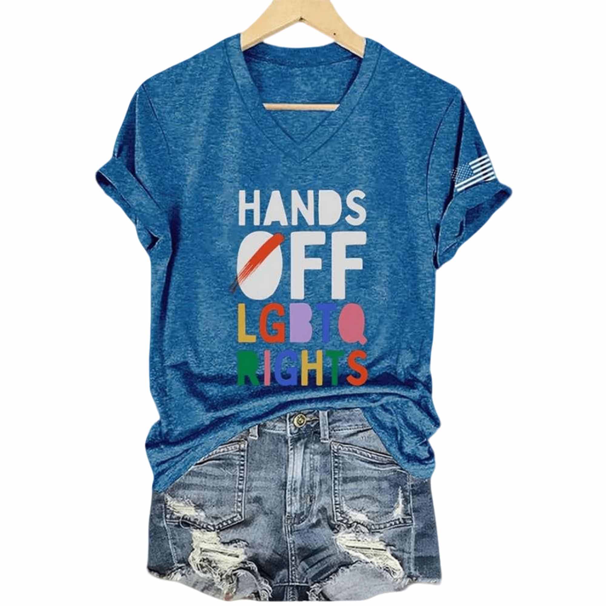 Retro Hands Of LGBTQ Rights Print T-Shirt Retro Hands Of LGBTQ Rights Print T-Shirt