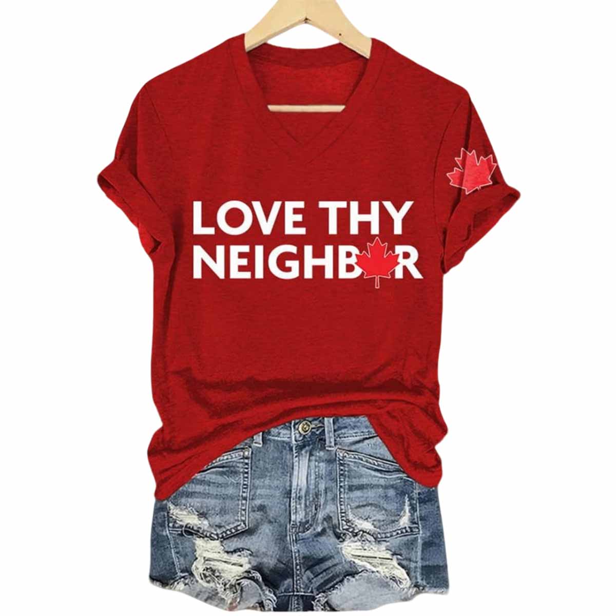 Retro Love Thy Neighbor Canada Print T-Shirt Retro Love Thy Neighbor Canada Print T-Shirt