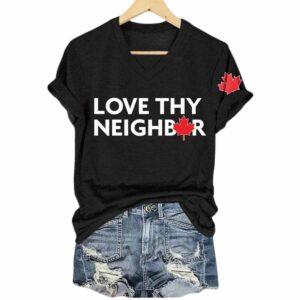 Retro Love Thy Neighbor Canada Print T-Shirt