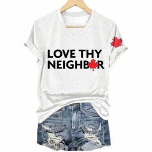 Retro Love Thy Neighbor Canada Print T-Shirt 3 Retro Love Thy Neighbor Canada Print T Shirt