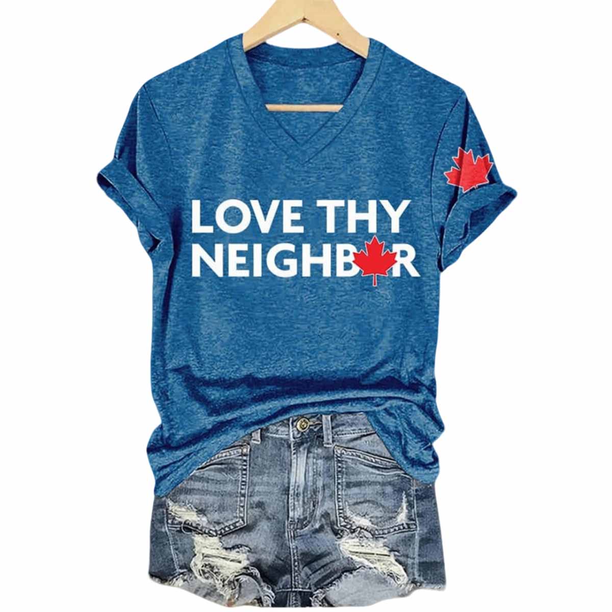 Retro Love Thy Neighbor Canada Print T-Shirt Retro Love Thy Neighbor Canada Print T-Shirt