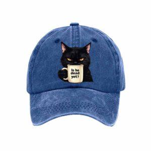 Unisex Cat Is He Dead Yet Print Baseball Cap 1 Unisex Cat Is He Dead Yet Print Baseball Cap